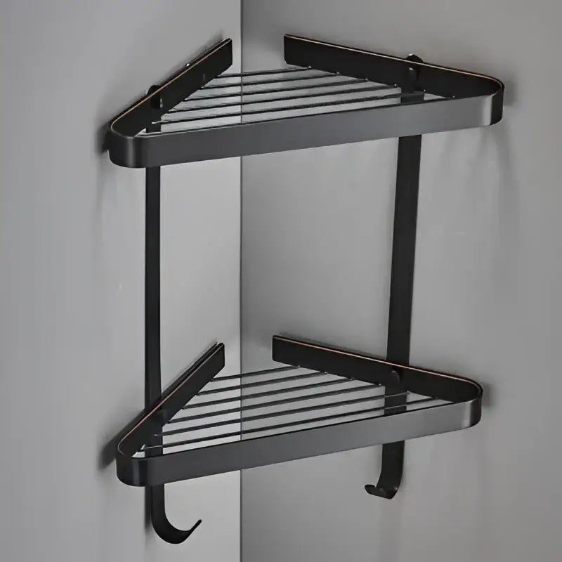 Modern gold brass bathroom shower rack with hooks – bathroom shelf