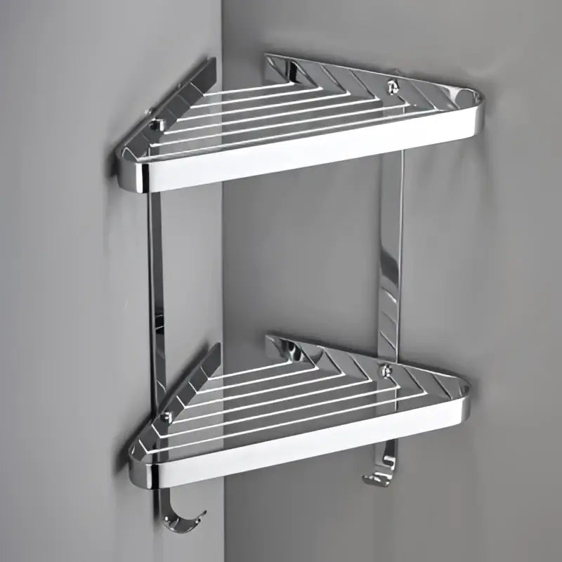 Modern gold brass bathroom shower rack with hooks – bathroom shelf