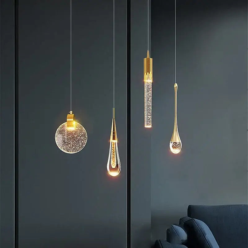 Modern gold bubble crystal chandelier dining room pendant light