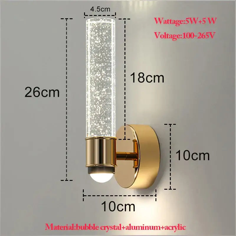 Modern gold bubble crystal wall sconces bedroom indoor light