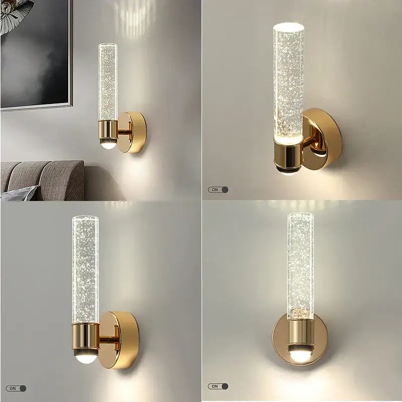Modern gold bubble crystal wall sconces bedroom indoor light