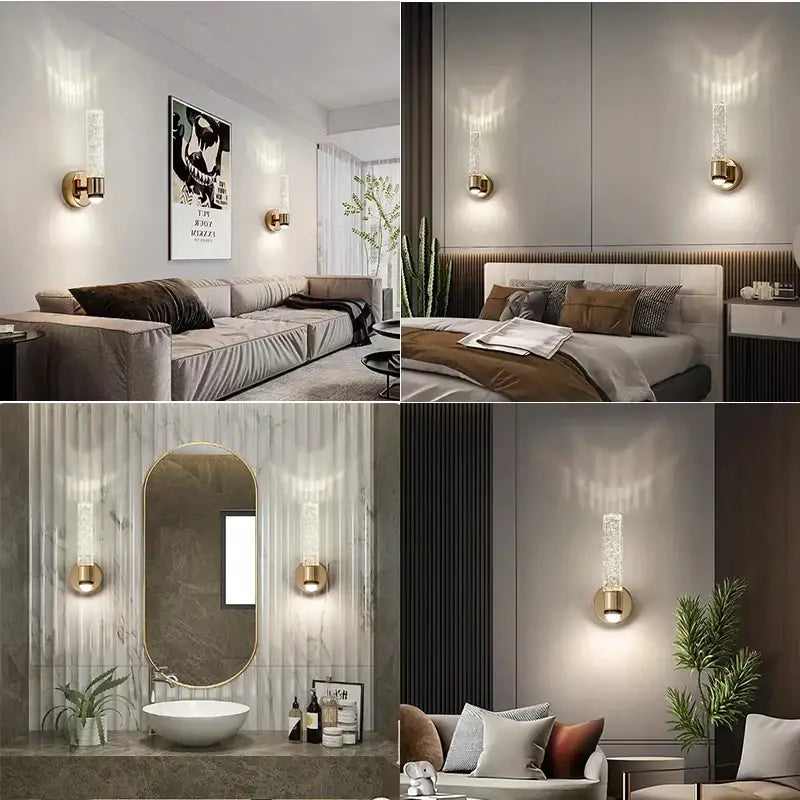 Modern gold bubble crystal wall sconces bedroom indoor light