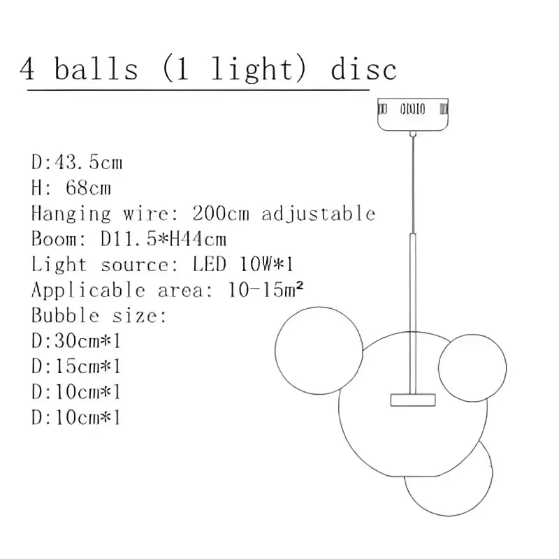 Modern gold bubble glass led chandelier for kitchen