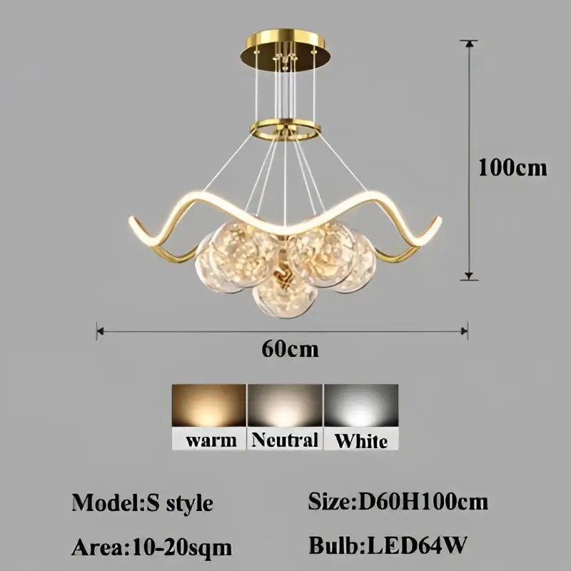Modern gold bubble pendant chandelier dining room led light