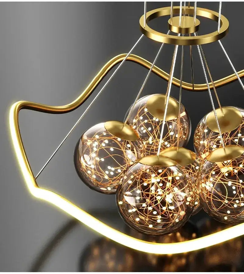 Modern gold bubble pendant chandelier dining room led light