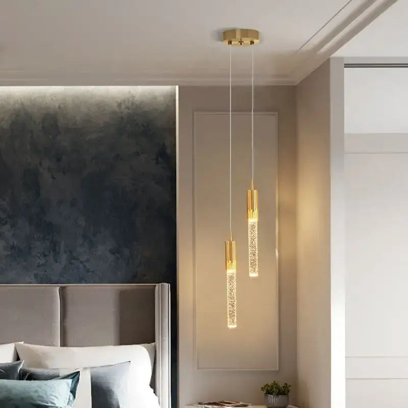 Modern gold bubbles crystal pendant light for living room