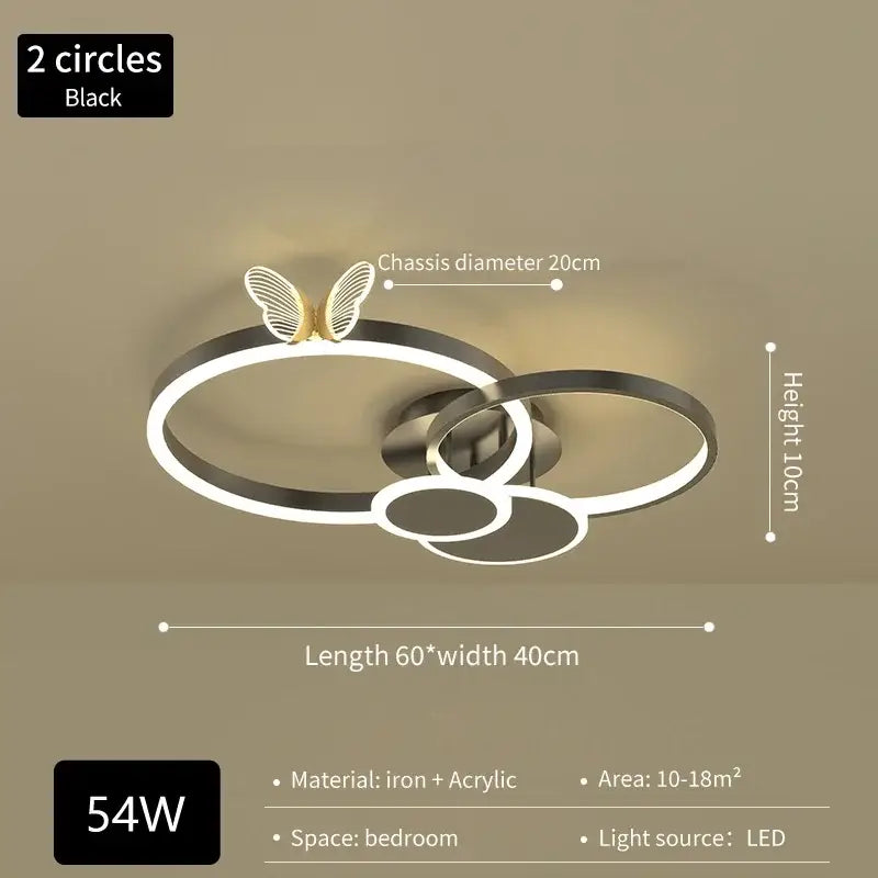 Modern gold butterflies ceiling light for bedroom luxury led fixture
