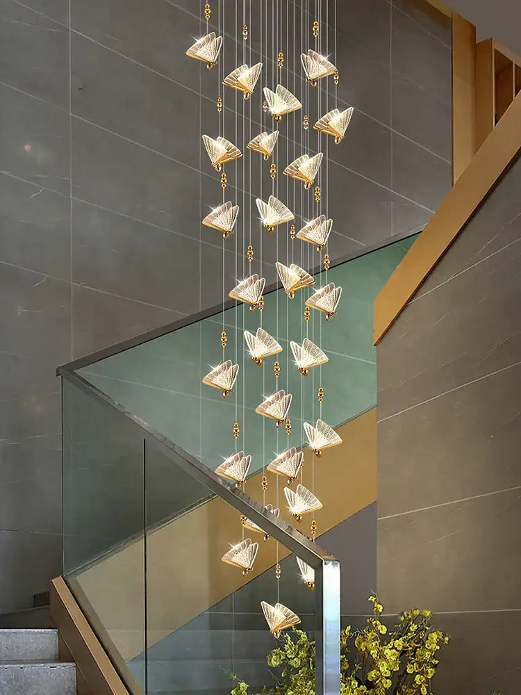 Modern gold butterfly acrylic chandelier living room pendant light