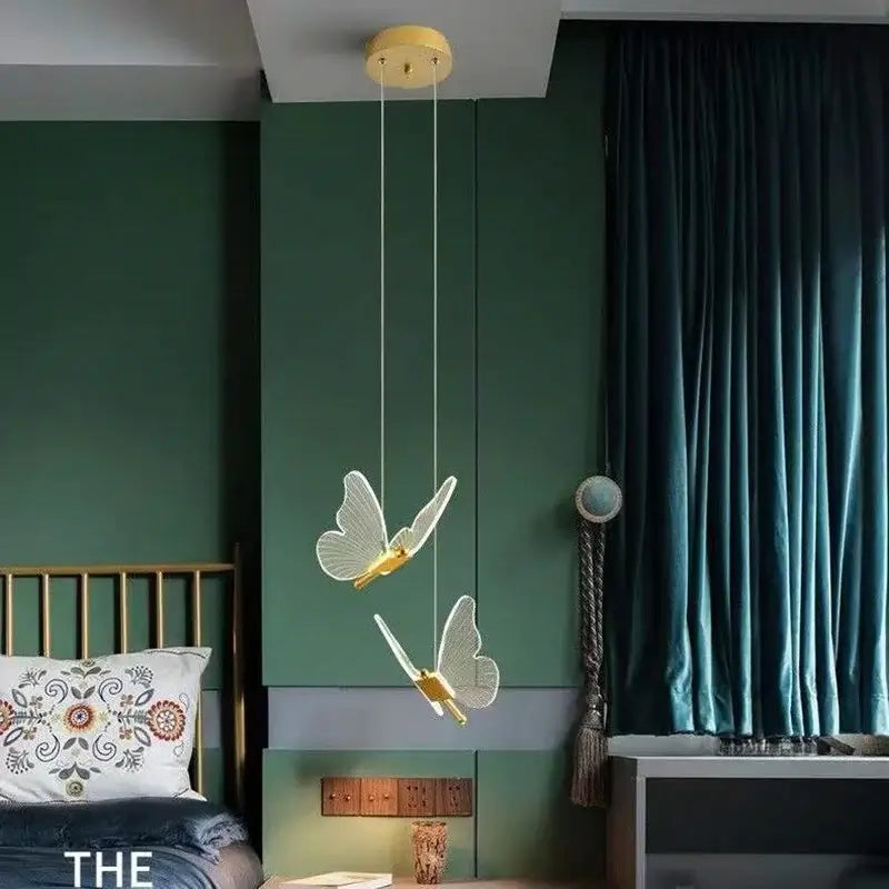 Modern gold butterfly acrylic led chandelier bedroom pendant light