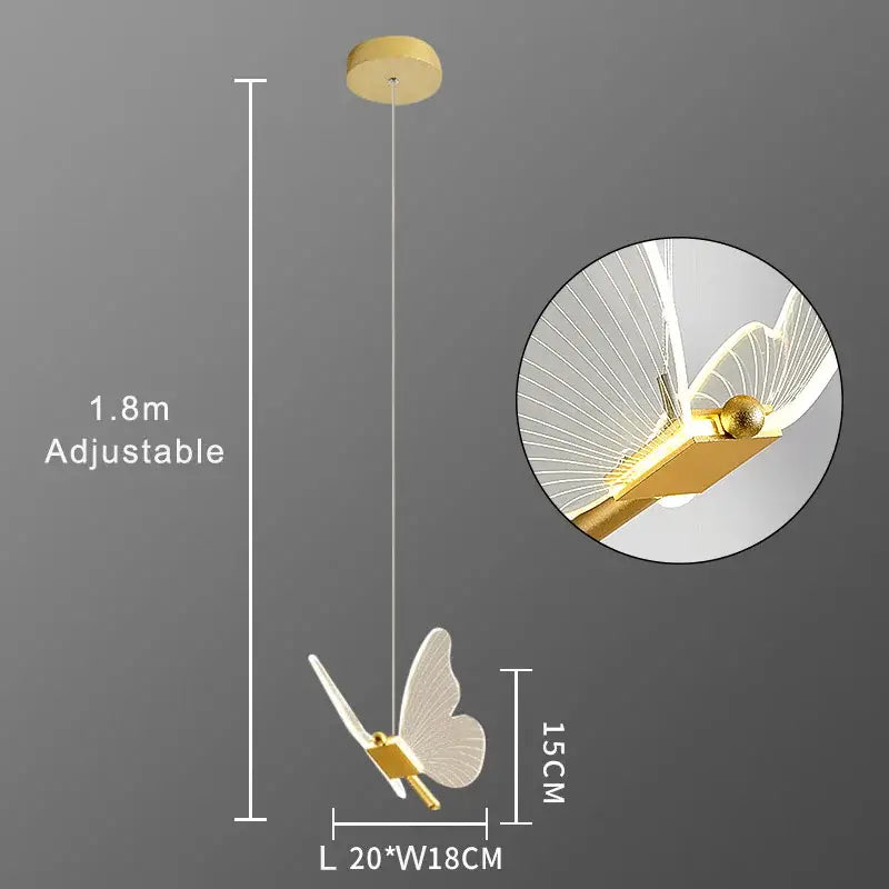 Modern gold butterfly acrylic led chandelier bedroom pendant light