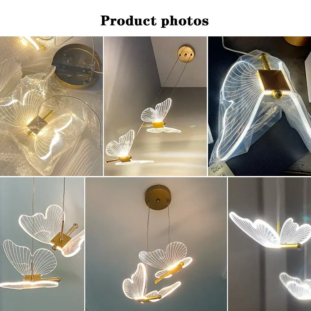 Modern gold butterfly acrylic led chandelier bedroom pendant light