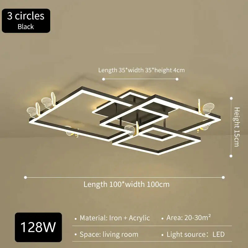 Modern gold butterfly ceiling lamp for living room
