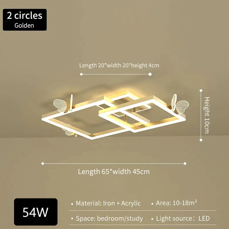 Modern gold butterfly ceiling lamp for living room