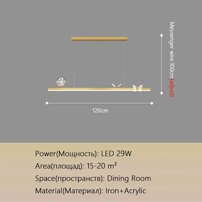 Modern gold butterfly chandelier dining room pendant light