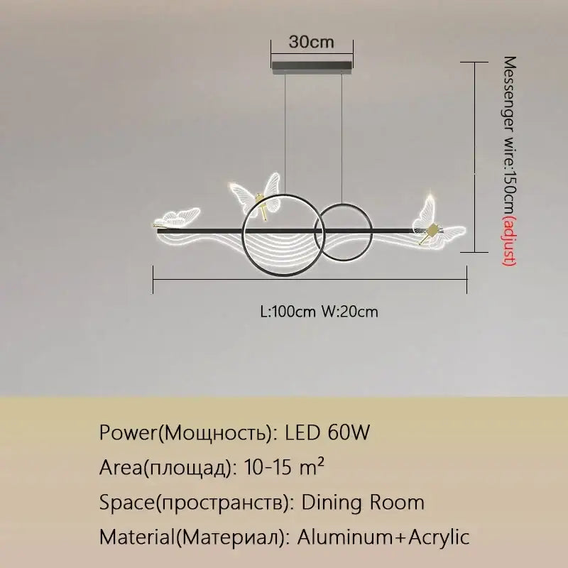 Modern gold butterfly chandelier pendant lamp for dining room