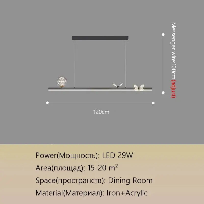 Modern gold butterfly chandelier pendant lamp for dining room