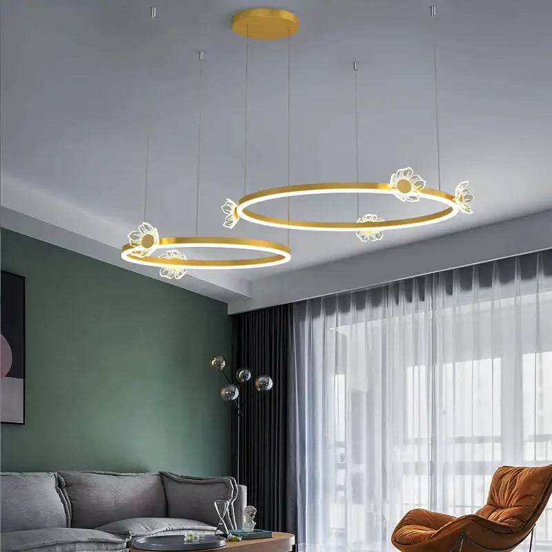 Modern gold butterfly crystal chandelier dining room led light