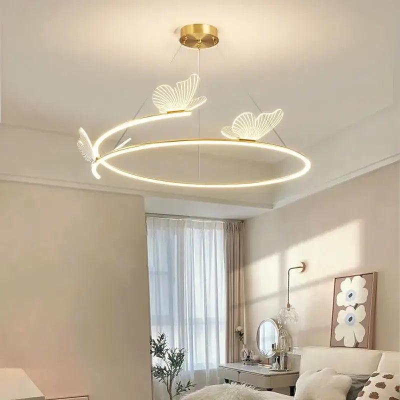 Modern gold butterfly design ceiling chandelier living room light