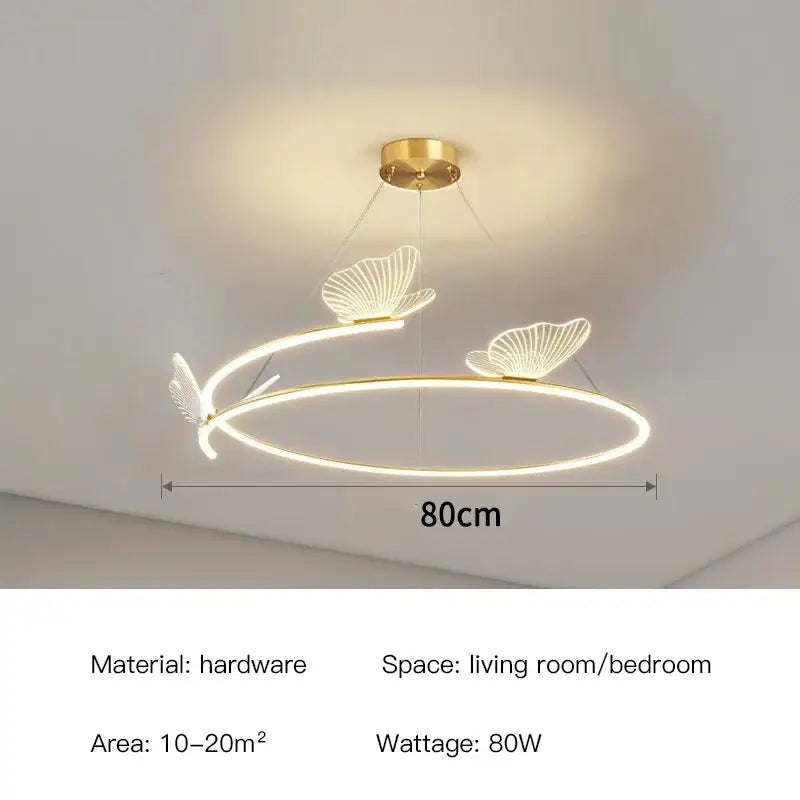 Modern gold butterfly design ceiling chandelier living room light