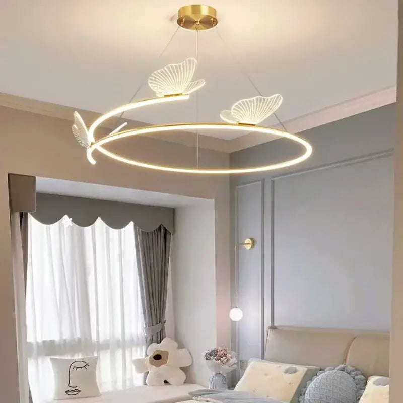 Modern gold butterfly design ceiling chandelier living room light