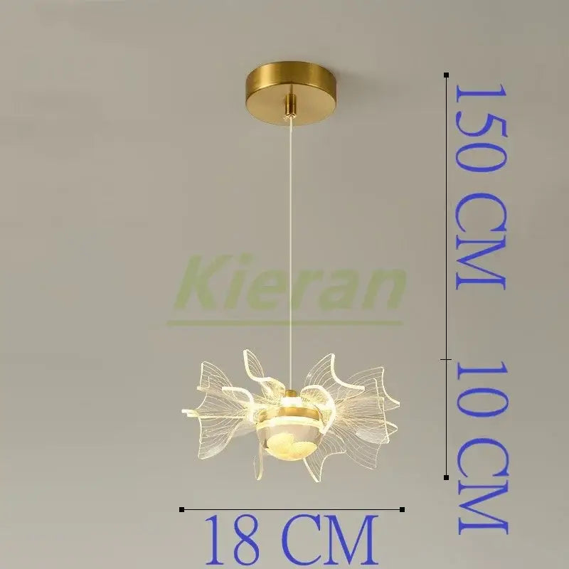 Modern gold butterfly led chandelier dining room glass pendant light