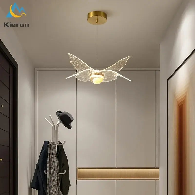 Modern gold butterfly led chandelier dining room glass pendant light