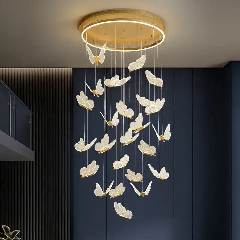 Modern gold butterfly led chandelier living room pendant light