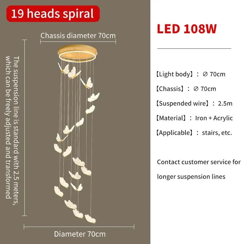Modern gold butterfly led chandelier living room pendant light