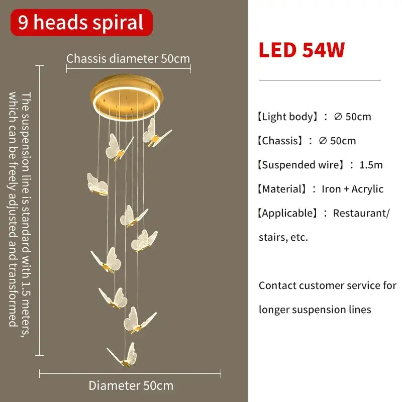 Modern gold butterfly led chandelier living room pendant light