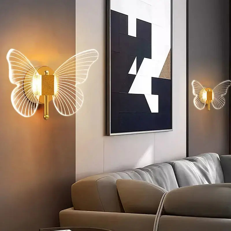 Modern gold butterfly nordic led wall lamp bedroom sconce