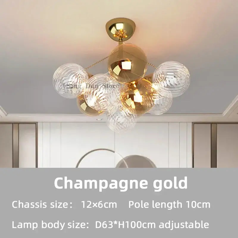 Modern gold cartoon bubble ball chandelier for kids room