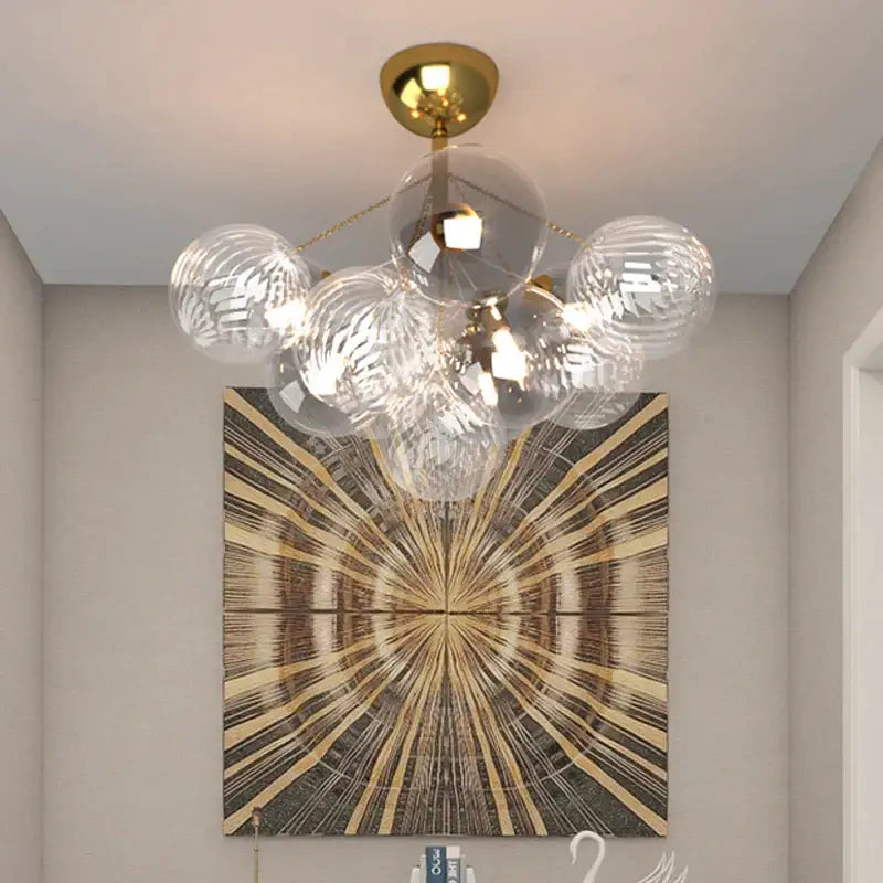 Modern gold cartoon bubble ball chandelier for kids room