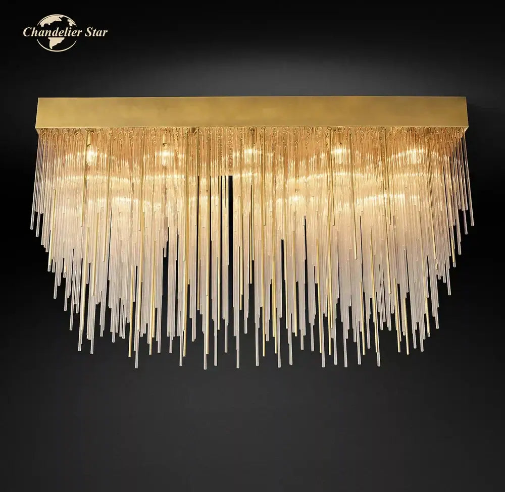Modern gold cascada rectangular led chandelier dining room light