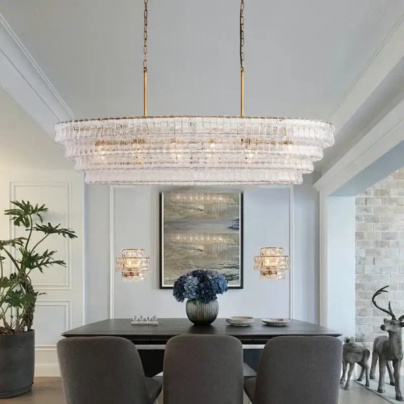 Modern gold cascading crystal pendant lights dining room chandelier