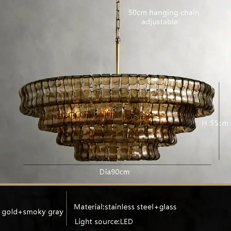 Modern gold cascading crystal pendant lights dining room chandelier