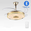 Modern gold ceiling fan with bluetooth speaker – living room remote control