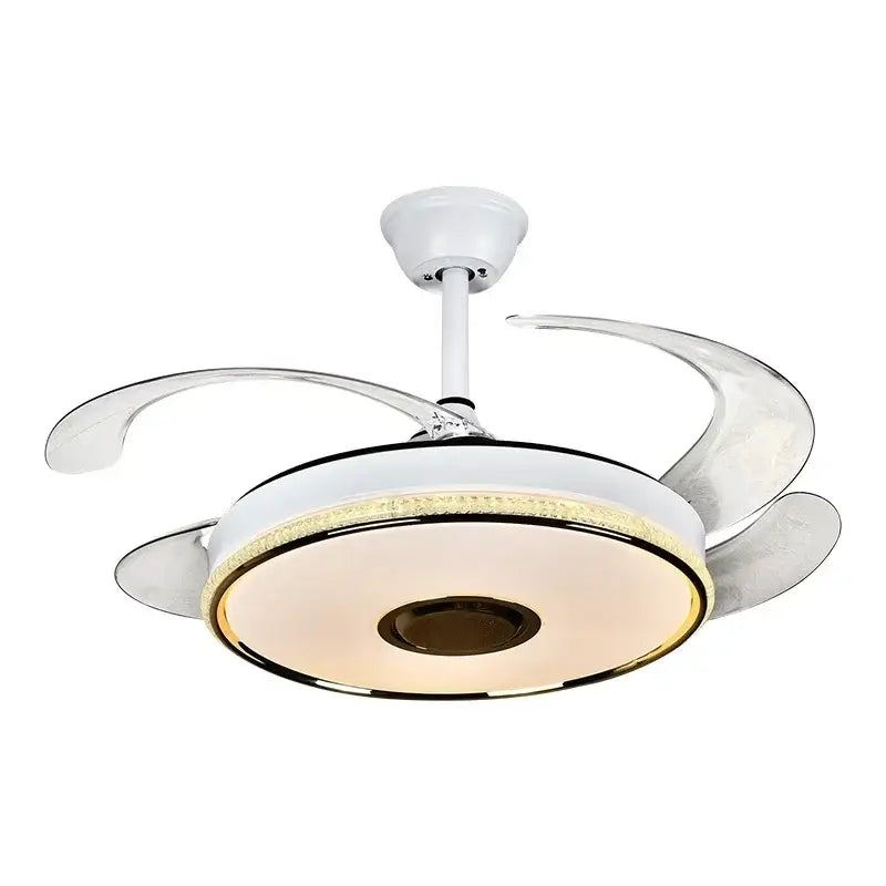Modern gold ceiling fan with bluetooth speaker – living room remote control