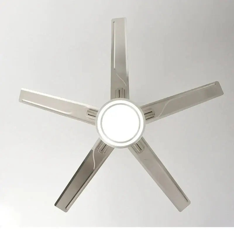 Modern gold ceiling fan with led light and stainless steel blade bedroom