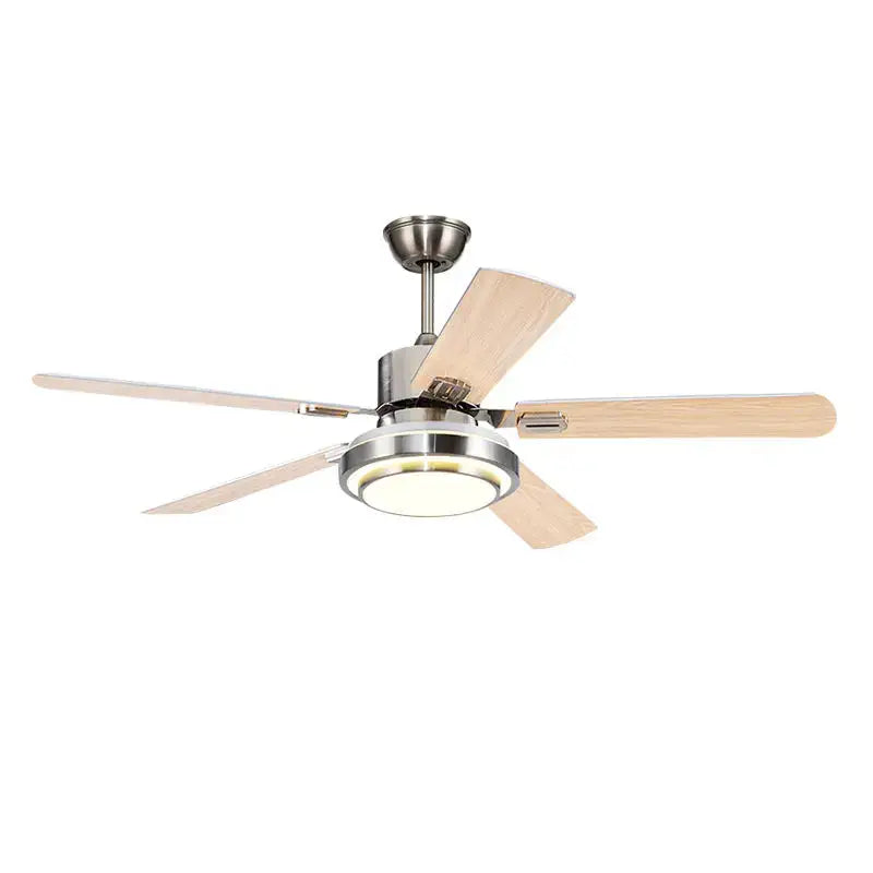 Modern gold ceiling fan with led light and stainless steel blade bedroom