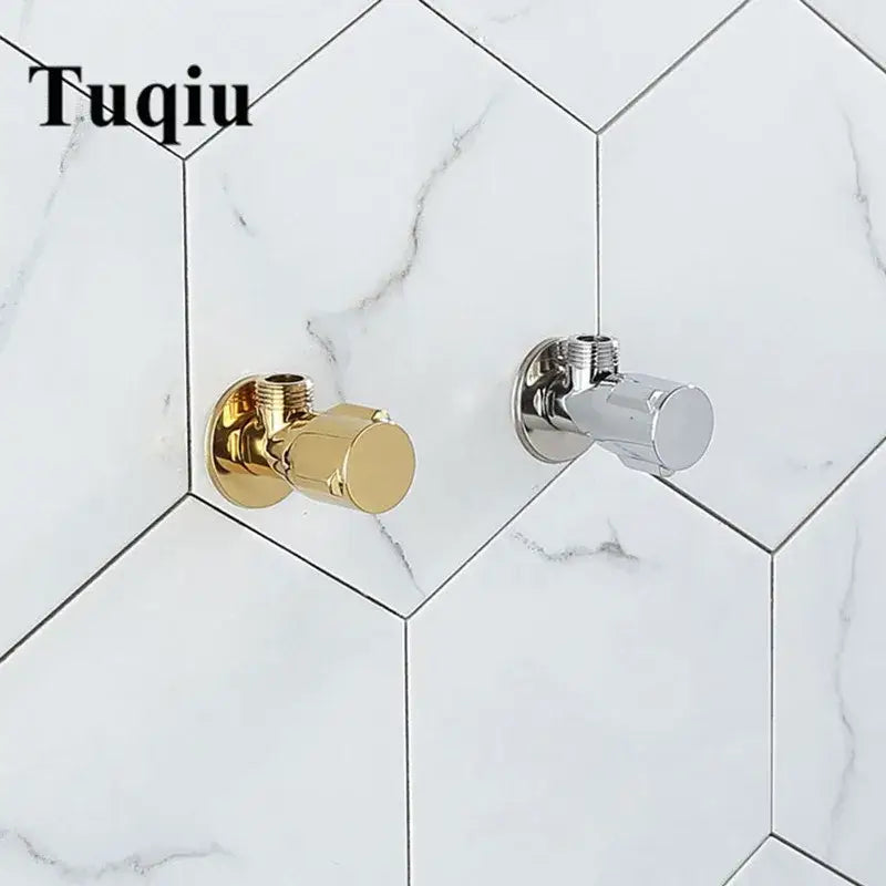 Modern gold & chrome brass triangle valve bathroom water control