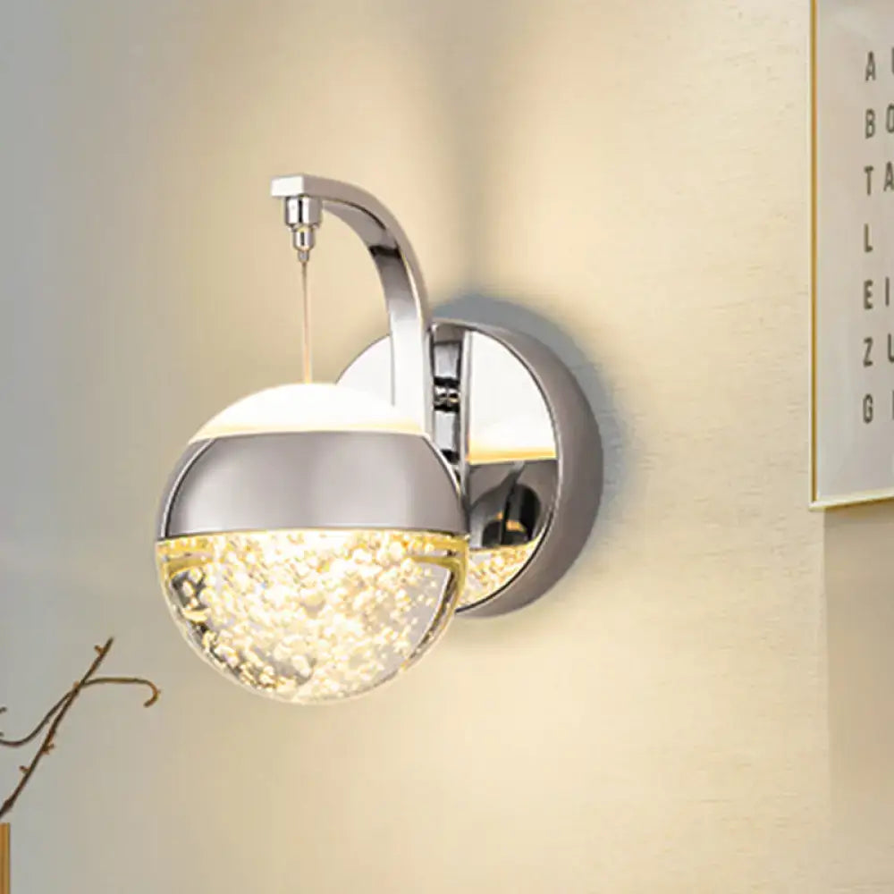 Modern gold & chrome crystal ball wall light for bedroom lighting