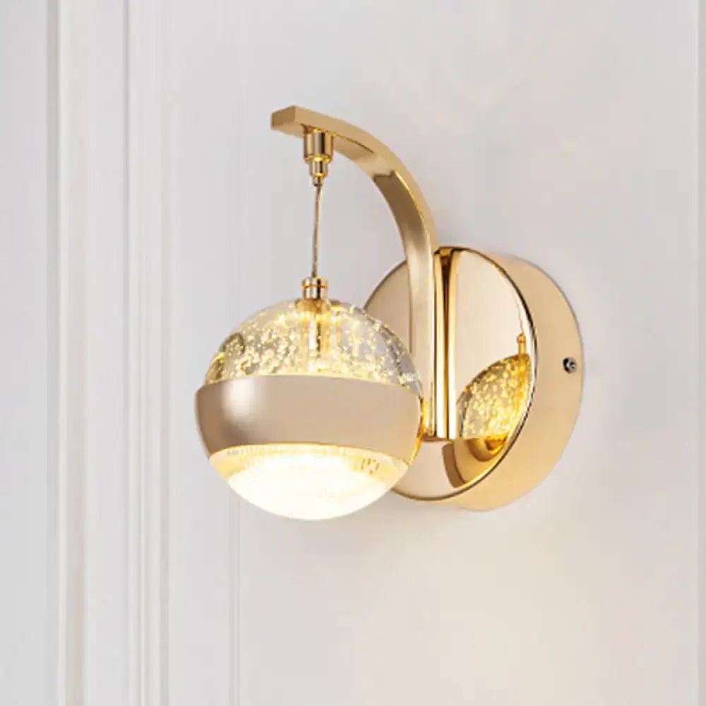 Modern gold & chrome crystal ball wall light for bedroom lighting