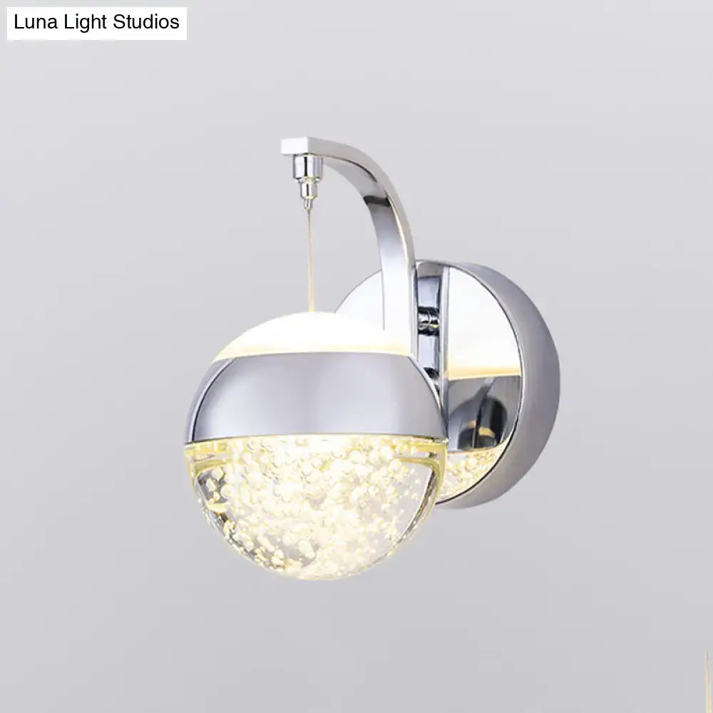 Modern gold & chrome crystal ball wall light for bedroom lighting