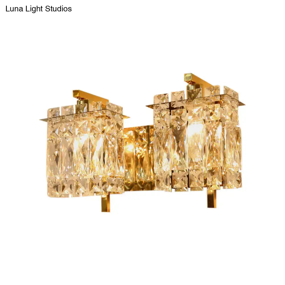 Modern gold & chrome crystal wall light living room e12 e14 fixture