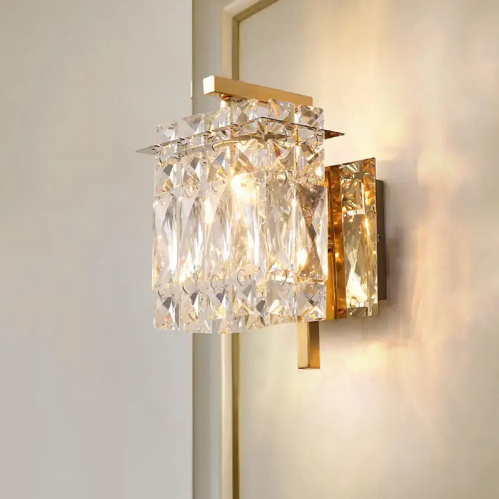 Modern gold & chrome crystal wall light living room e12 e14 fixture