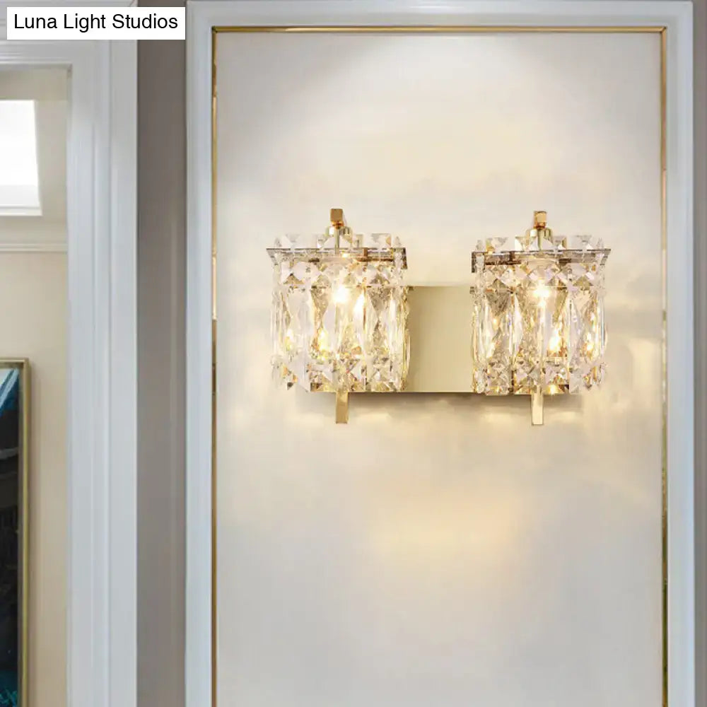 Modern gold & chrome crystal wall light living room e12 e14 fixture