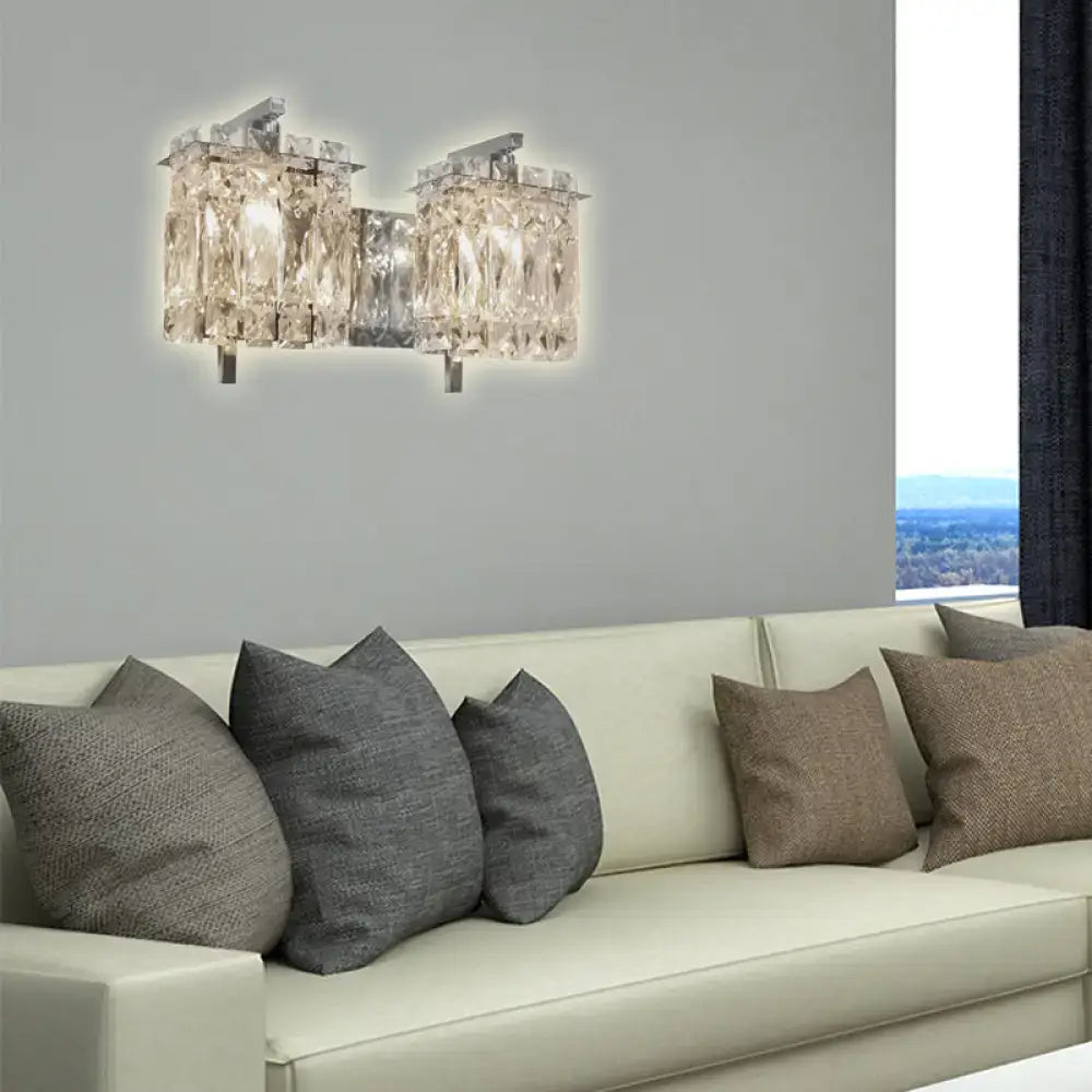 Modern gold & chrome crystal wall light living room e12 e14 fixture