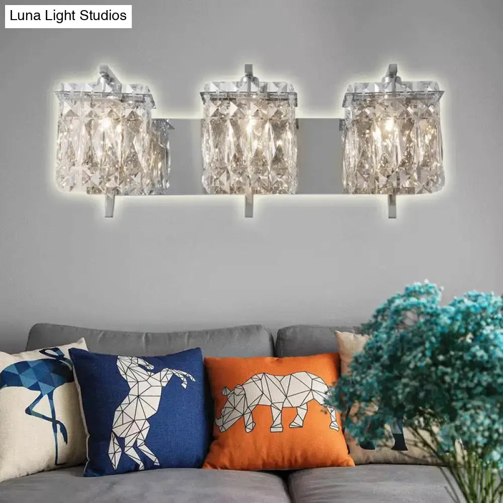 Modern gold & chrome crystal wall light living room e12 e14 fixture