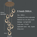 Modern gold circle ring led chandelier living room crystal pendant