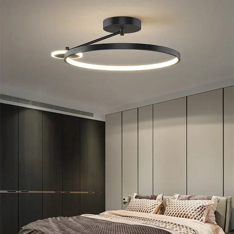 Modern gold circular led ceiling lamp bedroom minimalist lighting